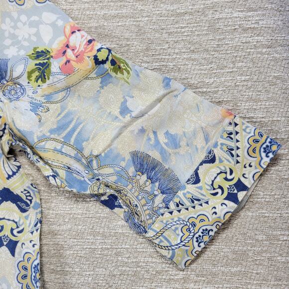 Chicos Tunic Top Womens 3 No-Iron Linen Floral Paisley Loop-Back Button Down - Picture 7 of 16